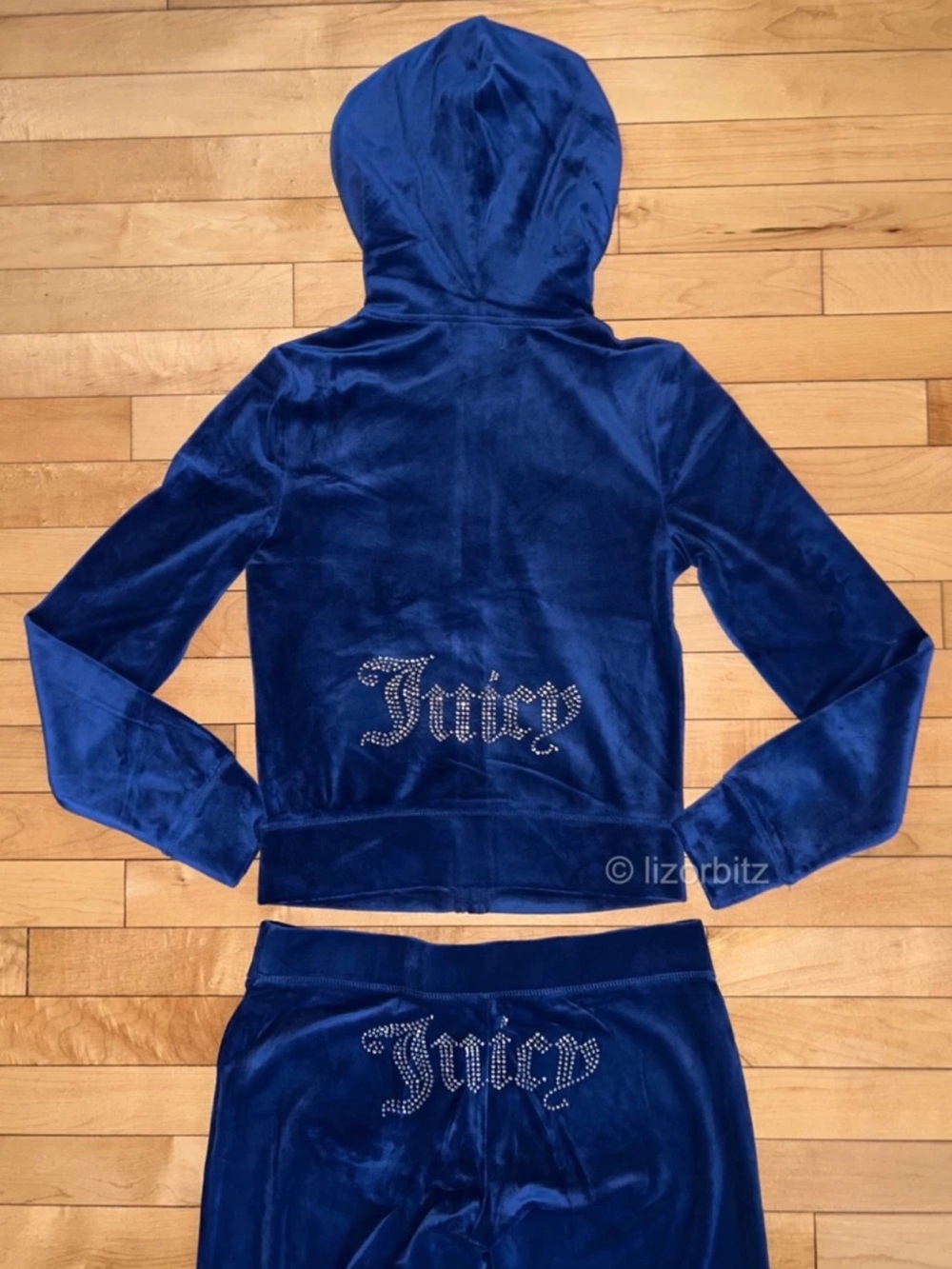 NEW! JUICY COUTURE Velour OG Bling Tracksuit Set in Mascot Blue Size M